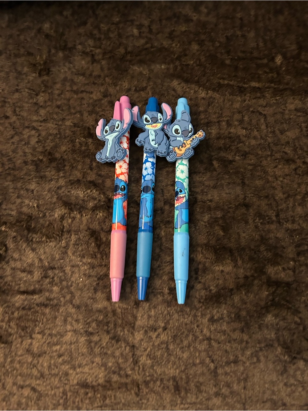 Disney Stitch Click Pens with Pink, Dark Blue, and Light Blue Barrels